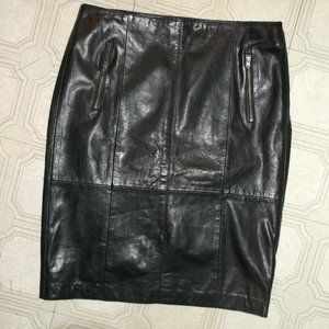 Halogen Black Leather Straight SKIRT 6